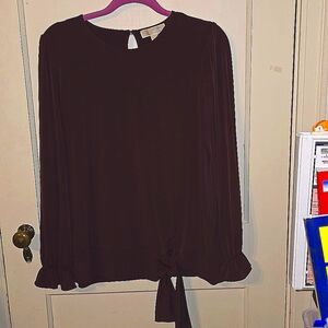 Women's Michael Kors Long Sleeve Burgundy Blouse